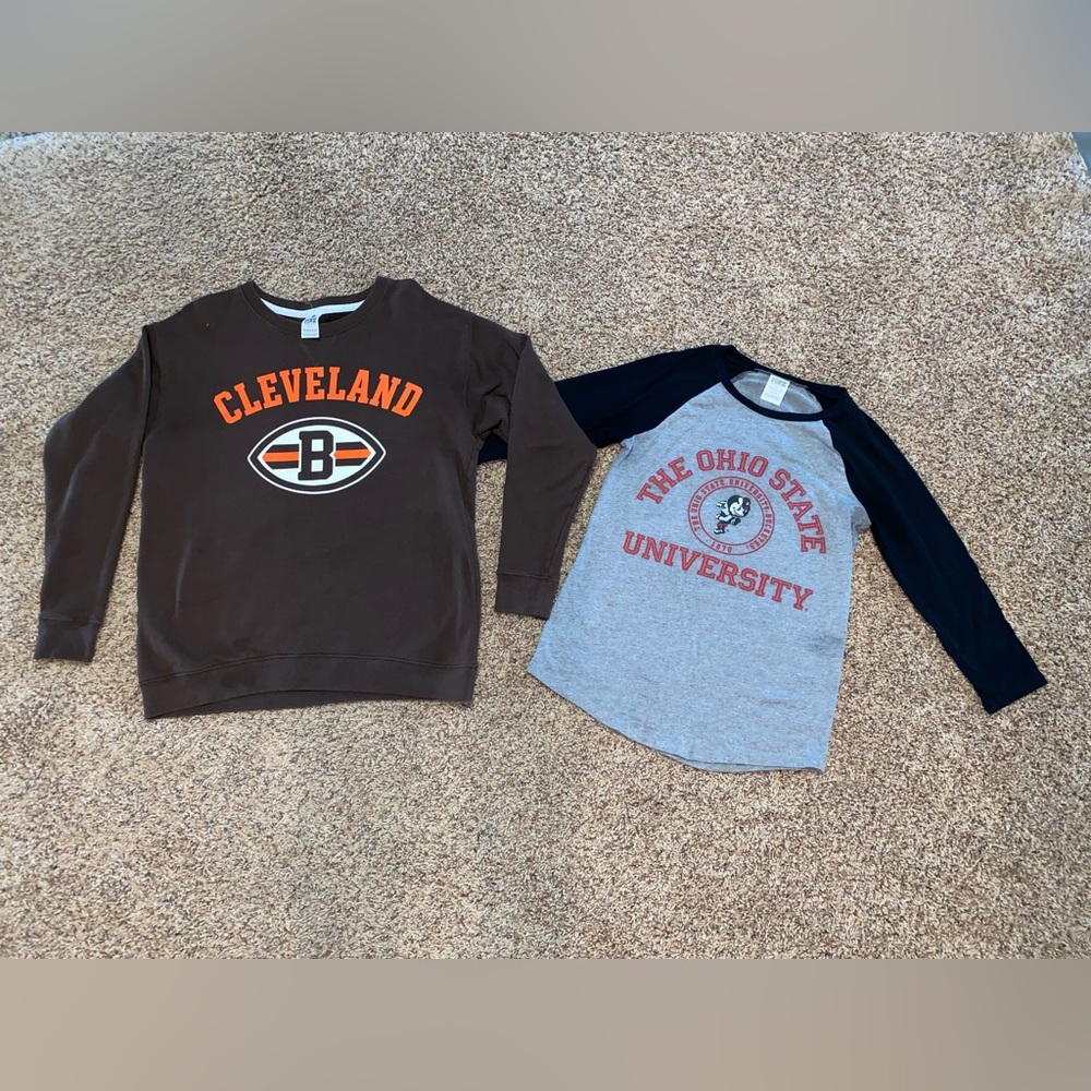 Victoria’s Secret PINK Browns sweatshirt and OSU 3/4 shirt